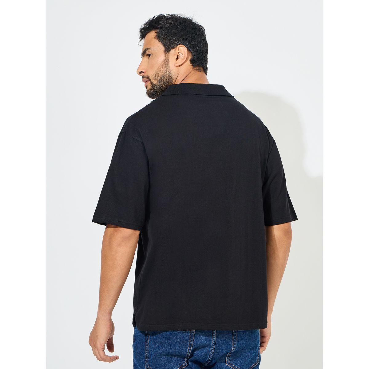تيشيرت فضفاض بياقة بولو وتفاصيل محبوكة-men-clothing-tshirtsandpolos-polos-image-4