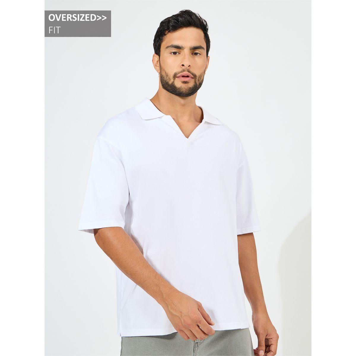 تيشيرت فضفاض بياقة بولو وتفاصيل محبوكة-men-clothing-tshirtsandpolos-polos-image-1