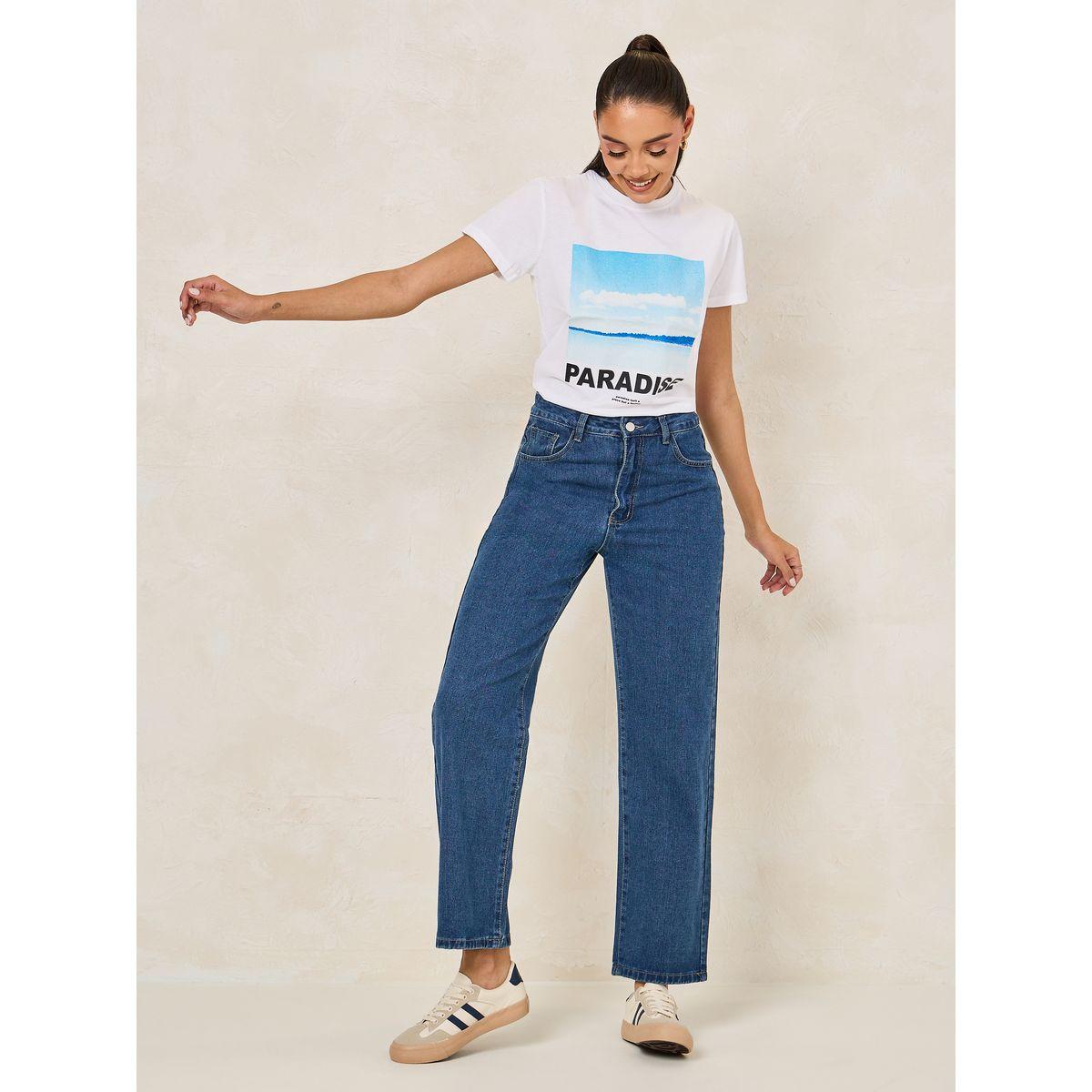 Styli Basic Straight Fit Jeans with Pockets-women-clothing-bottoms-jeans-image-2