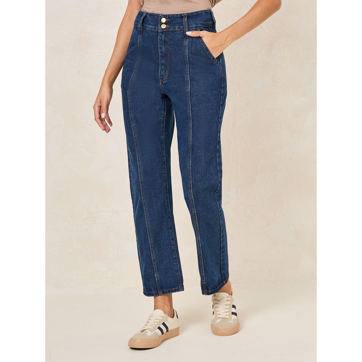 Styli Tapered Fit Crop Jeans with Button-Fly-women-clothing-bottoms-jeans-image-1