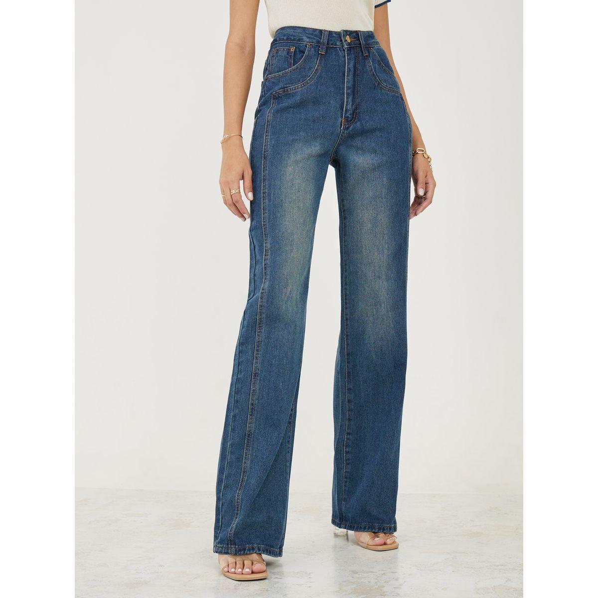 Styli High Rise Panelled Straight Leg Jeans-women-clothing-bottoms-jeans-image-1