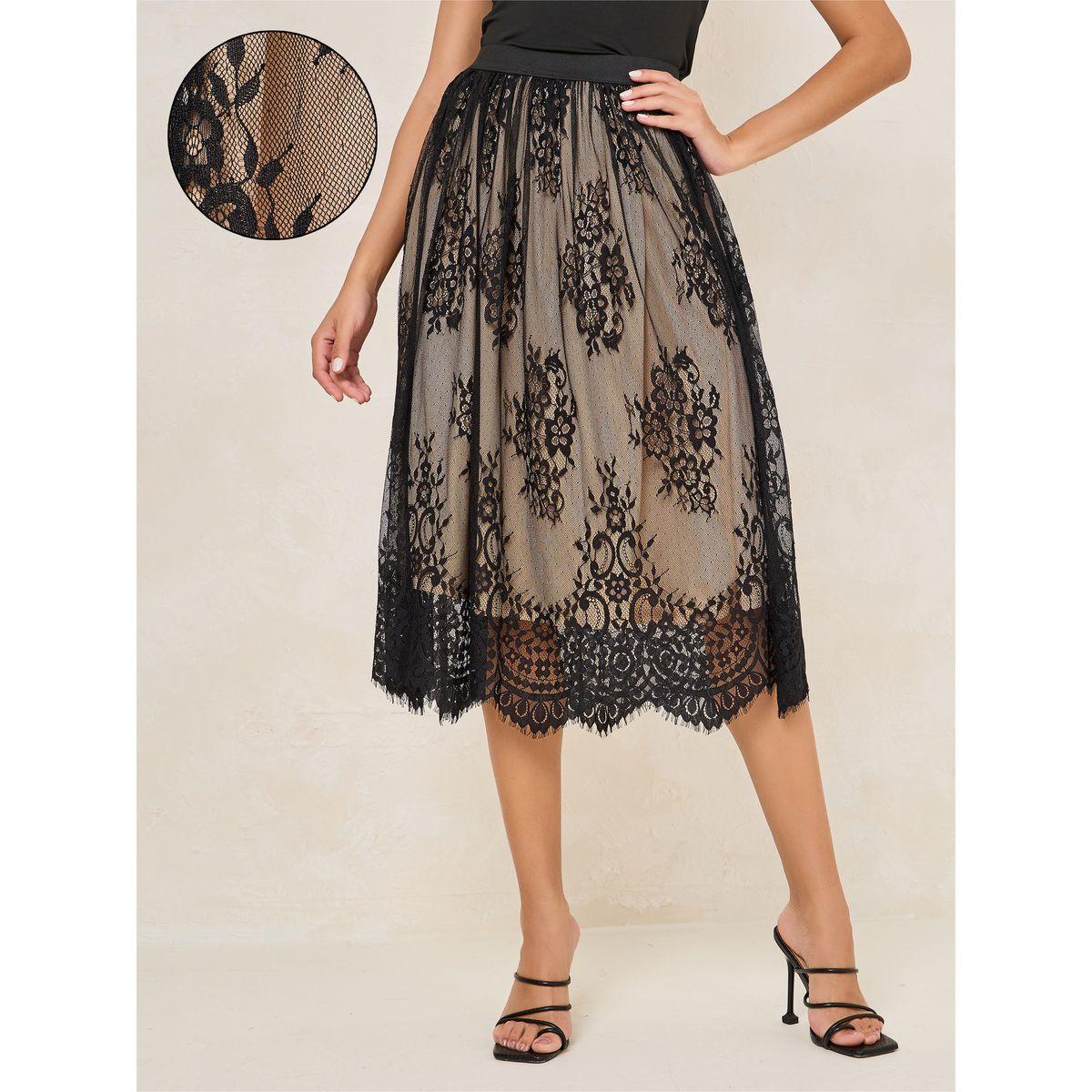 تنورة ميدي بتفاصيل دانتيل-women-clothing-skirts-image-1