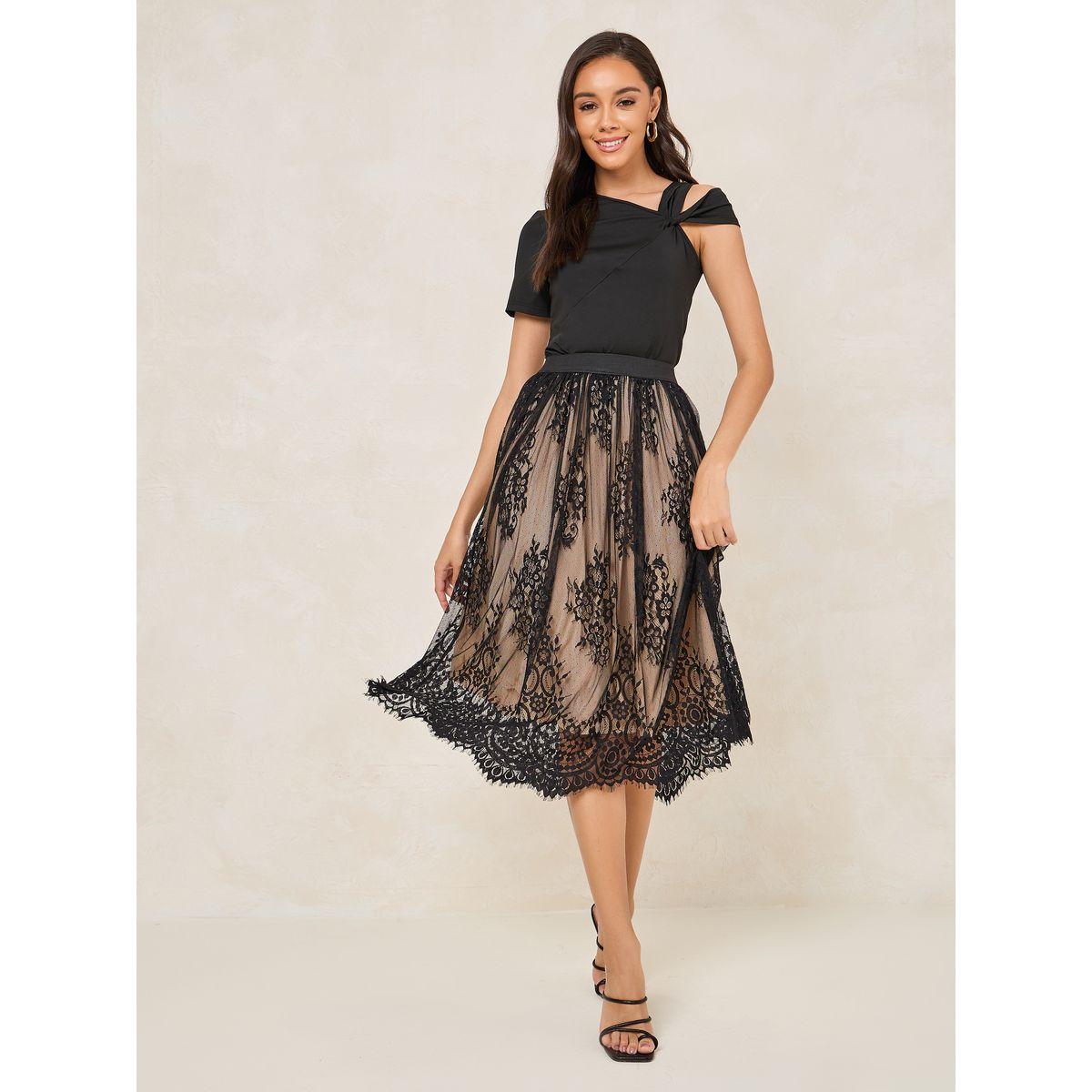 تنورة ميدي بتفاصيل دانتيل-women-clothing-skirts-image-2