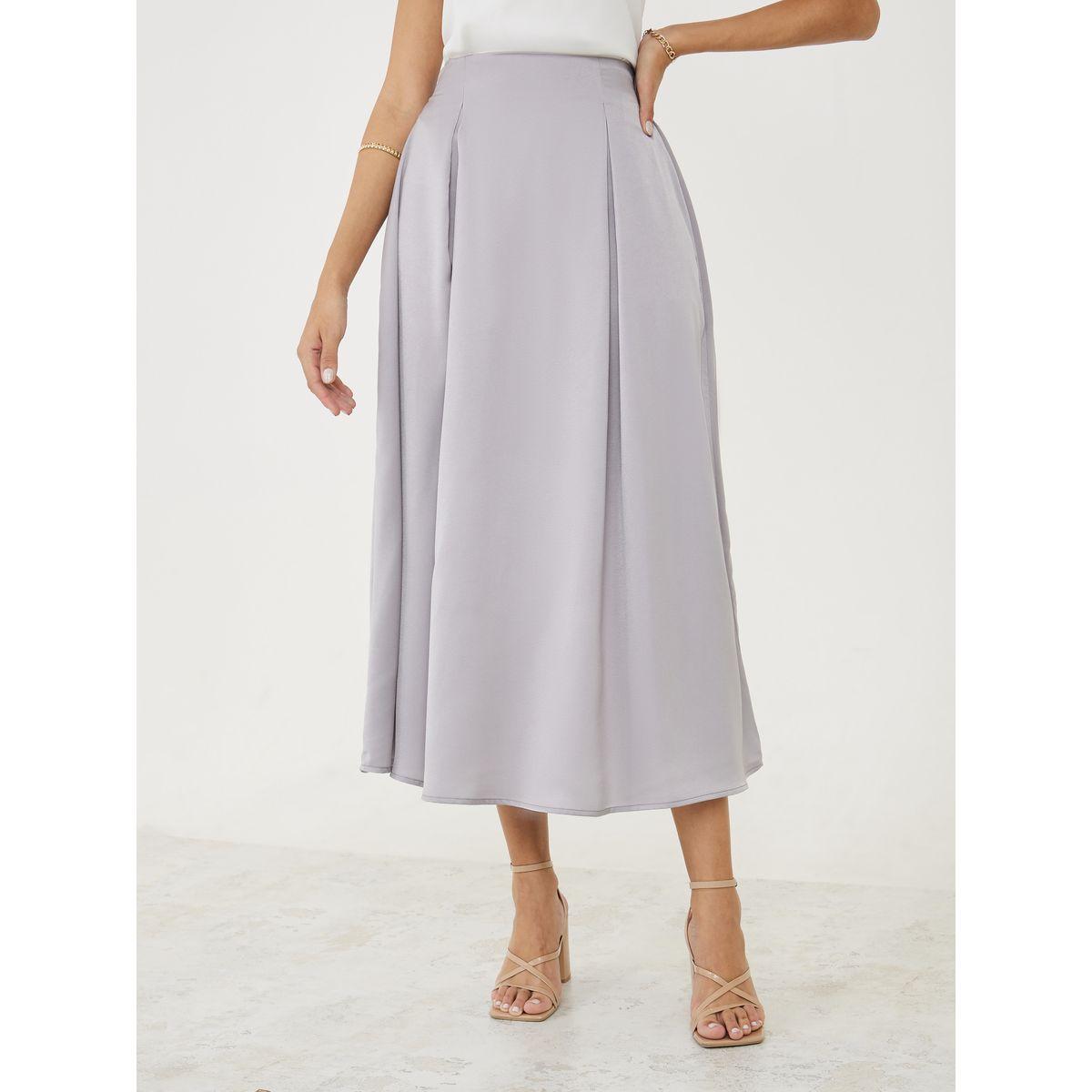 Styli Box Pleat Detail Satin Midi Skirt-women-clothing-bottoms-skirts-image-1
