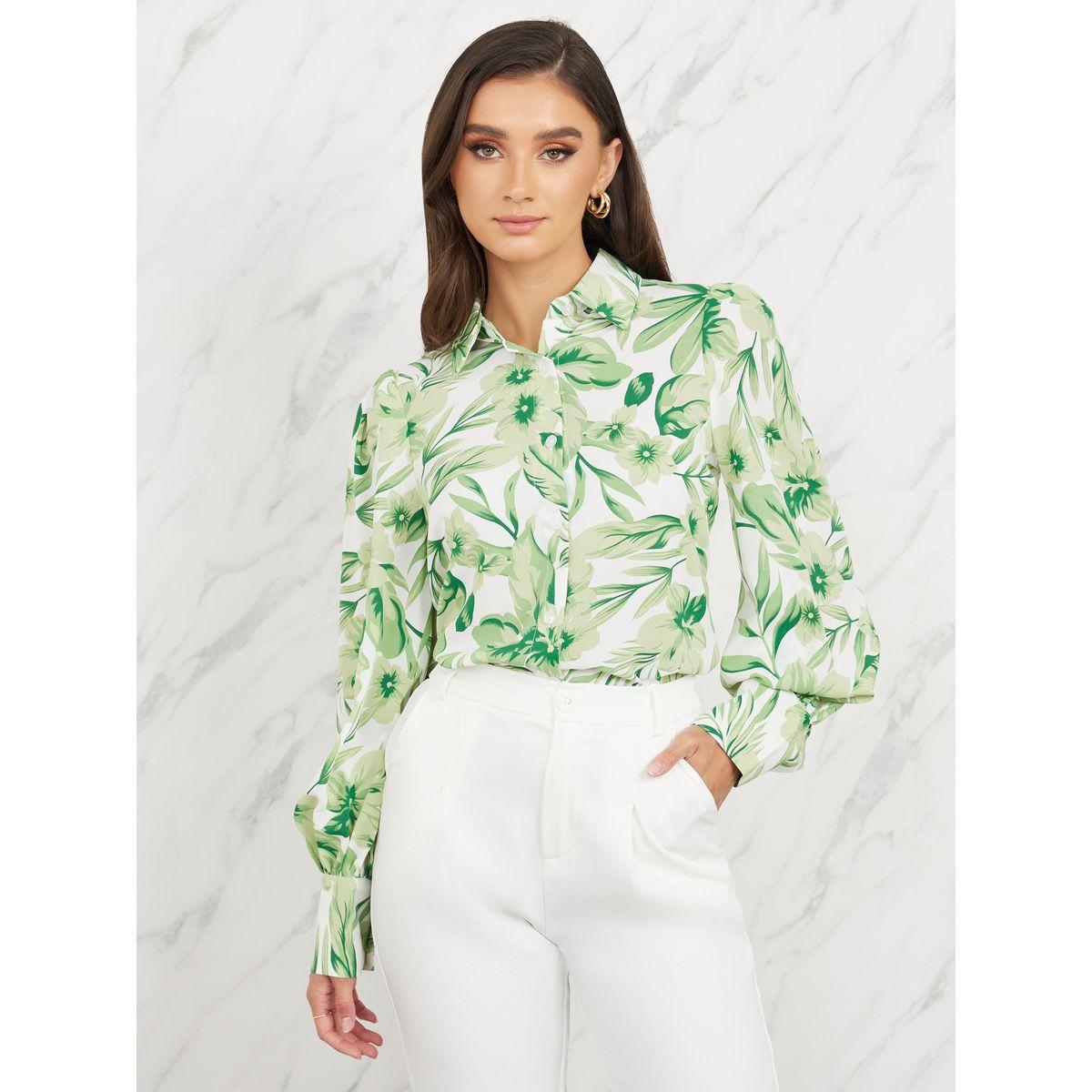 Styli Floral Print Bishop Sleeves Regular Fit Shirt-women-clothing-shirtsandblouses-shirts-image-1