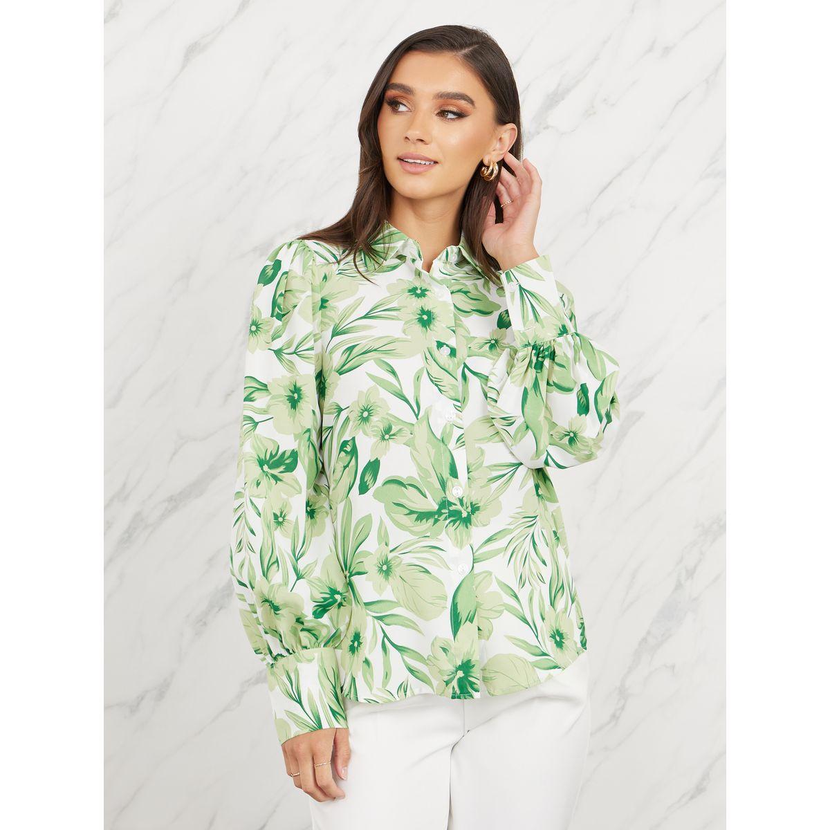 Styli Floral Print Bishop Sleeves Regular Fit Shirt-women-clothing-shirtsandblouses-shirts-image-2