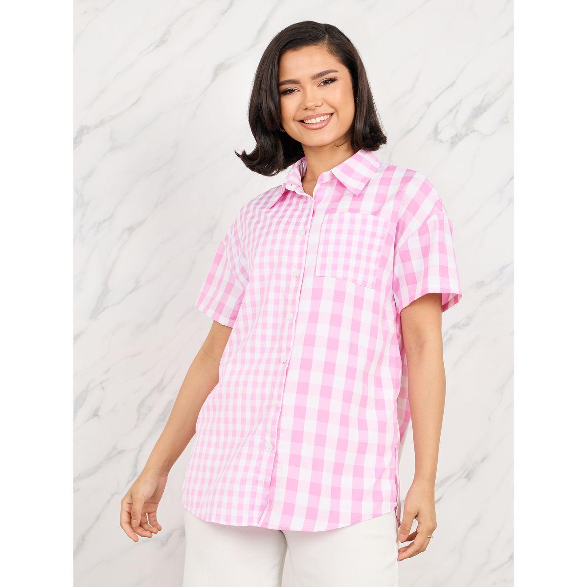 Styli Gingham Check Relaxed Fit Shirt-women-clothing-shirtsandblouses-shirts-image-1