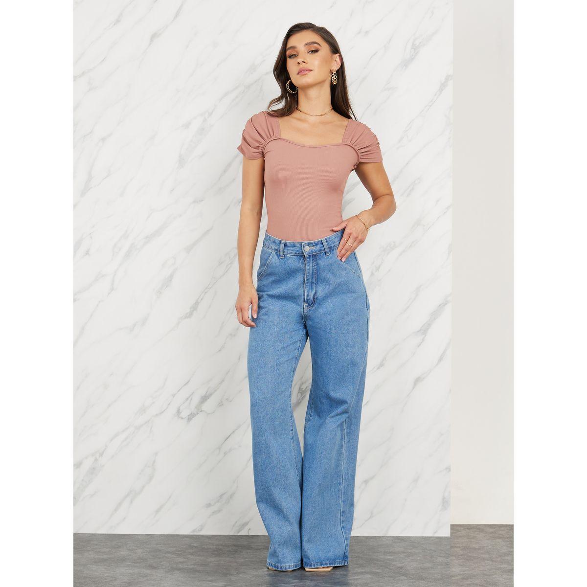 Styli Ruched Detail Sleeves Knit Fitted Top-women-clothing-shirtsandblouses-blouses-image-3