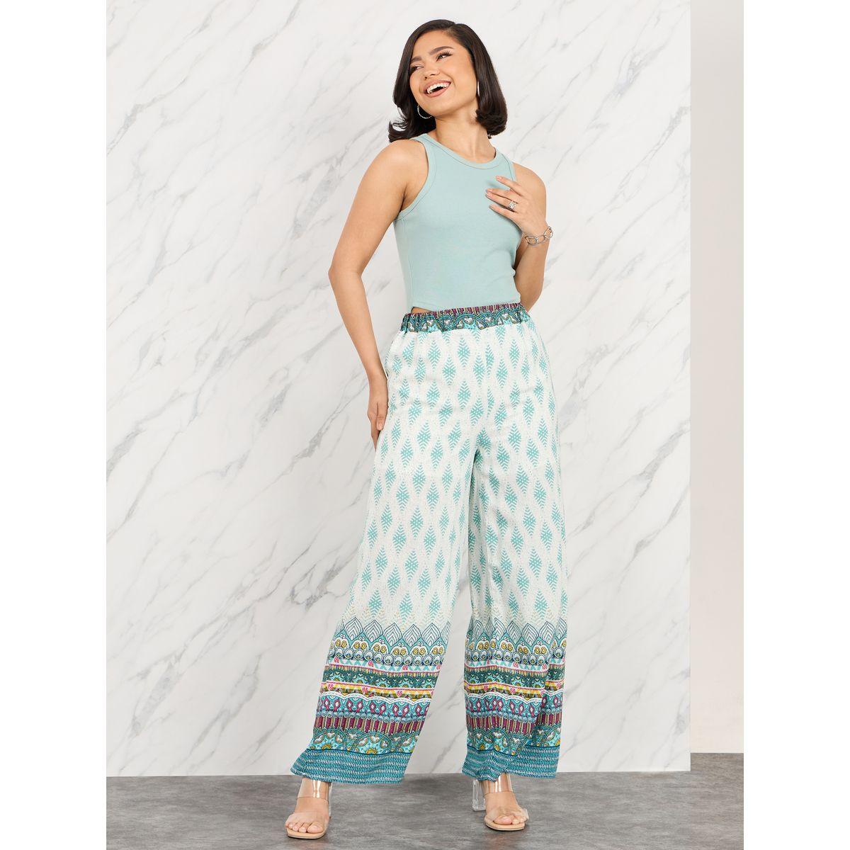 Styli Bohemian Print Elastic Waistband Wide Leg Pants-women-clothing-bottoms-trousers-image-2