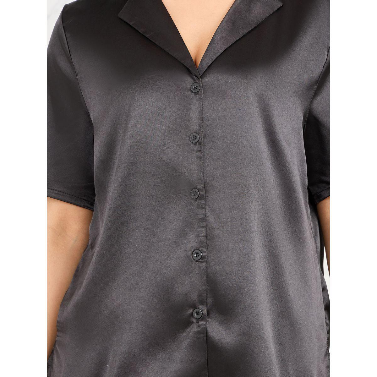 Styli Satin Resort Collar Shirt with Short Sleeves-women-clothing-shirtsandblouses-shirts-image-4