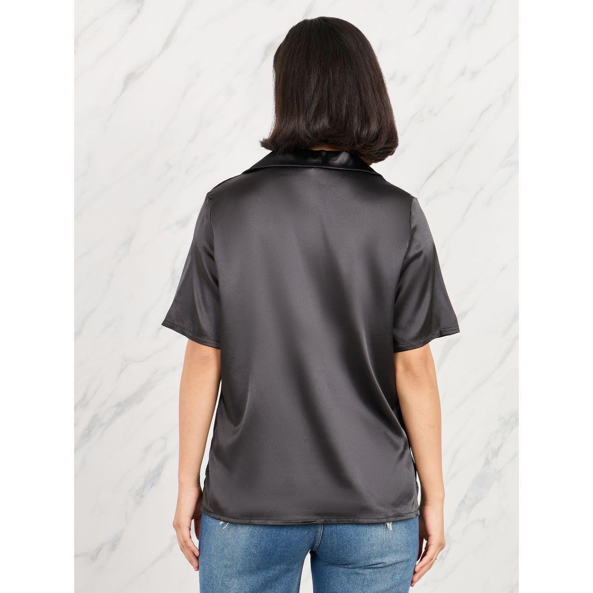Styli Satin Resort Collar Shirt with Short Sleeves-women-clothing-shirtsandblouses-shirts-image-5