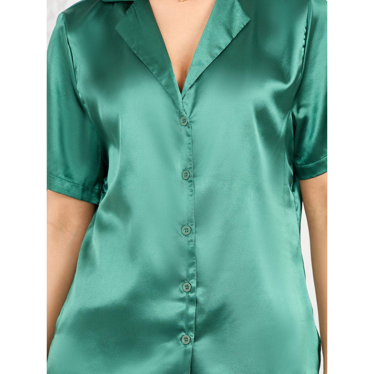 Styli Satin Resort Collar Shirt with Short Sleeves-women-clothing-shirtsandblouses-shirts-image-3