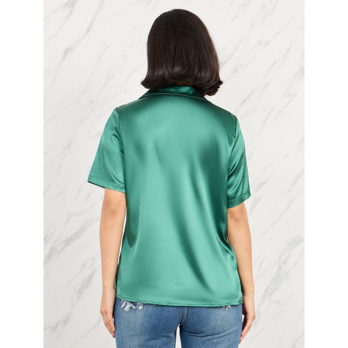 Styli Satin Resort Collar Shirt with Short Sleeves-women-clothing-shirtsandblouses-shirts-image-4