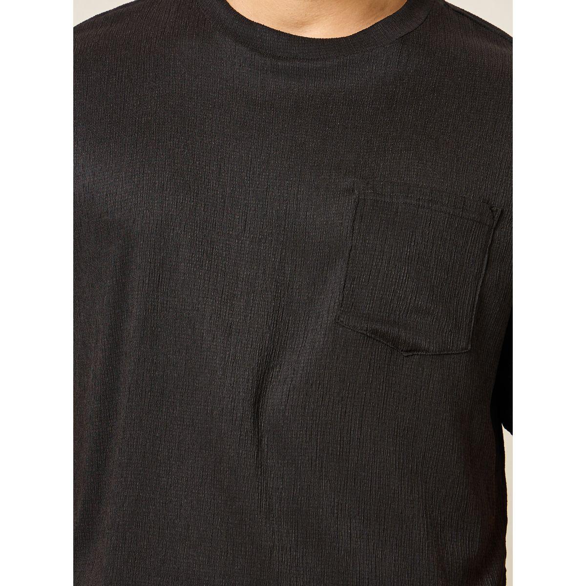 Styli Unwind Textured Crew Neck T-Shirt & Straight Pyjama Set-men-clothing-nightwear-sets-image-3