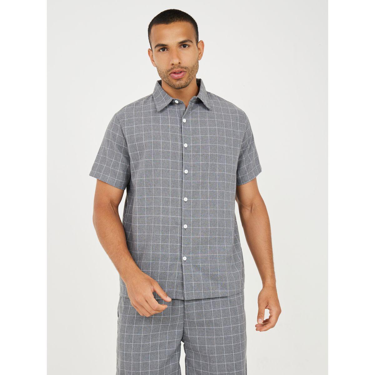 Styli Unwind Checkered Shirt & Shorts Sleep Set-men-clothing-nightwear-sets-image-2