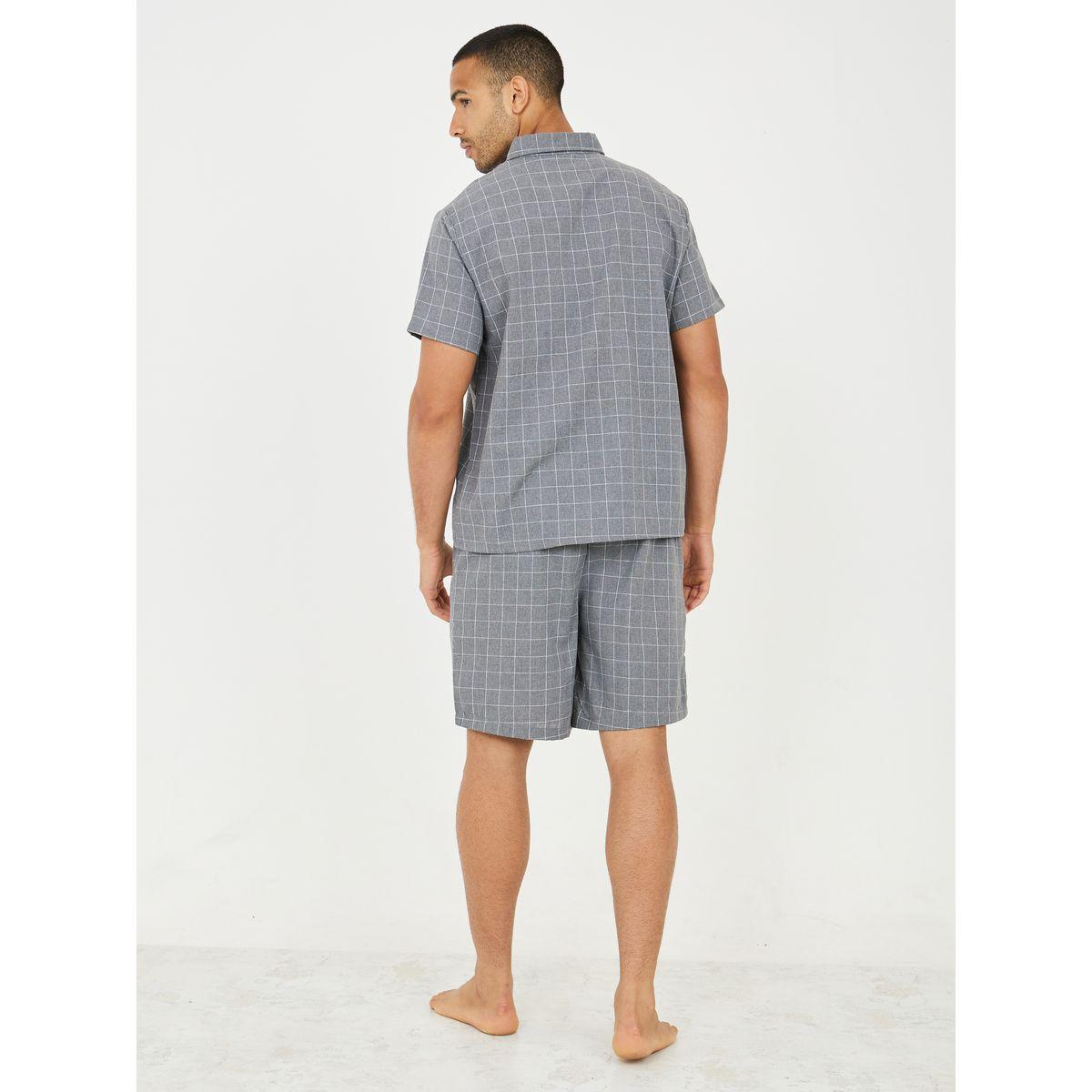Styli Unwind Checkered Shirt & Shorts Sleep Set-men-clothing-nightwear-sets-image-5