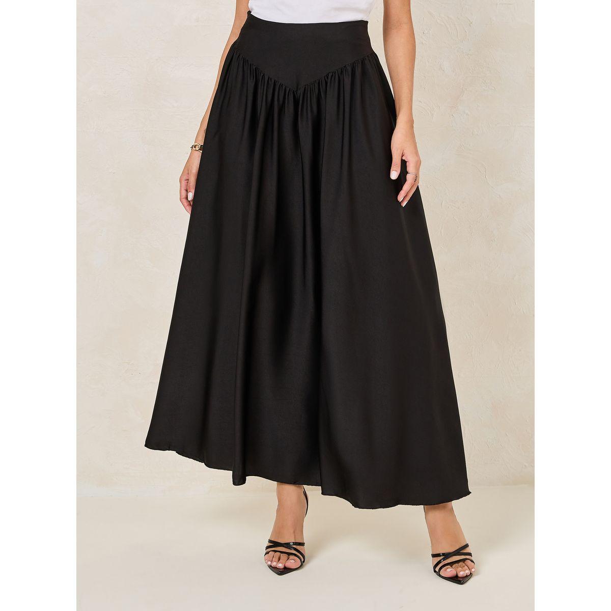 Styli Gathered Waistband Detail A-Line Maxi Skirt-women-clothing-skirts-image-1