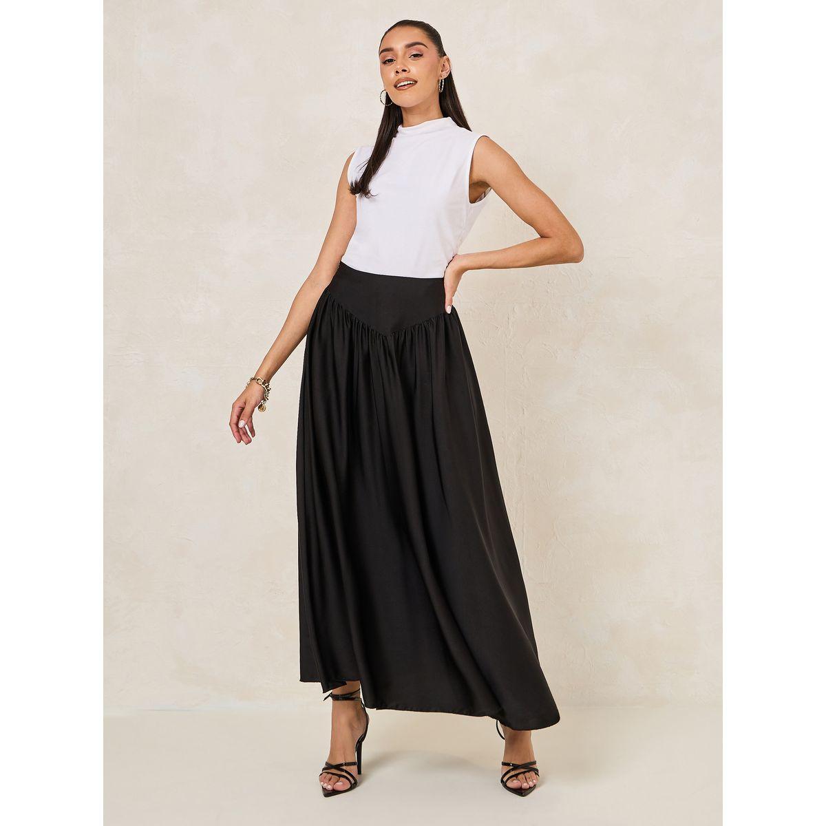 Styli Gathered Waistband Detail A-Line Maxi Skirt-women-clothing-skirts-image-2