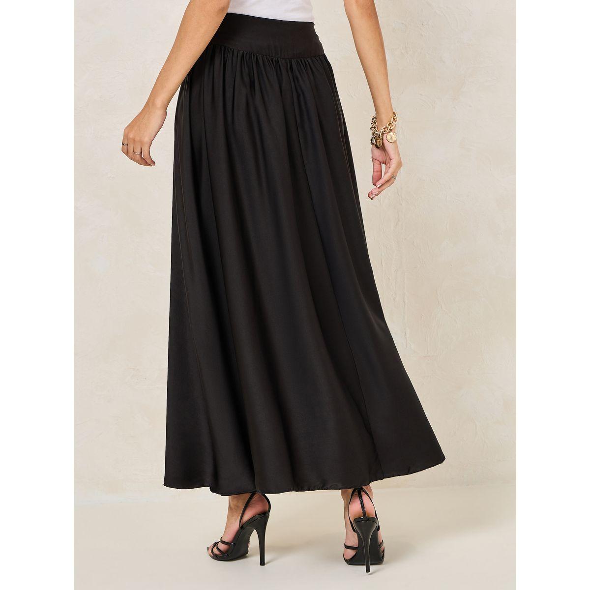 Styli Gathered Waistband Detail A-Line Maxi Skirt-women-clothing-skirts-image-4