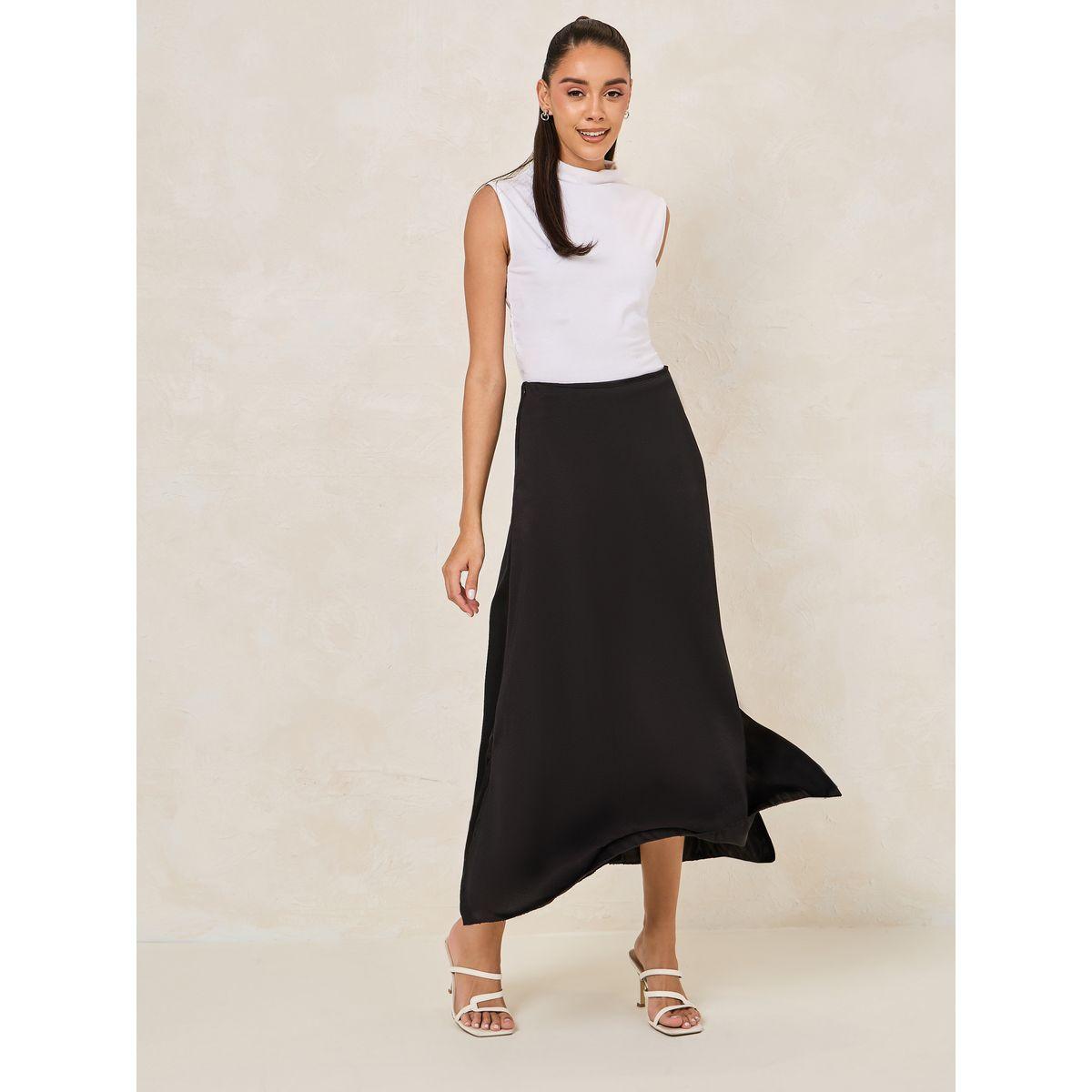 Styli Satin A-Line Maxi Skirt with Side Slit-women-clothing-bottoms-skirts-image-2