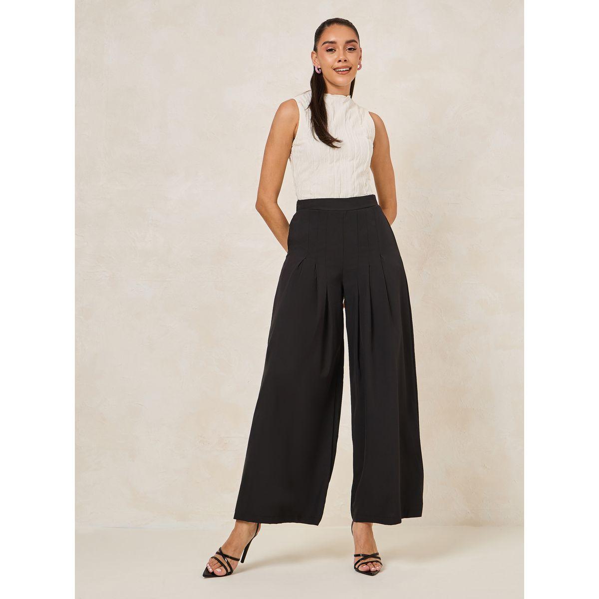بنطال بقصة ارجل واسعة مع جيوب وكسرات-women-clothing-bottoms-trousers-image-2