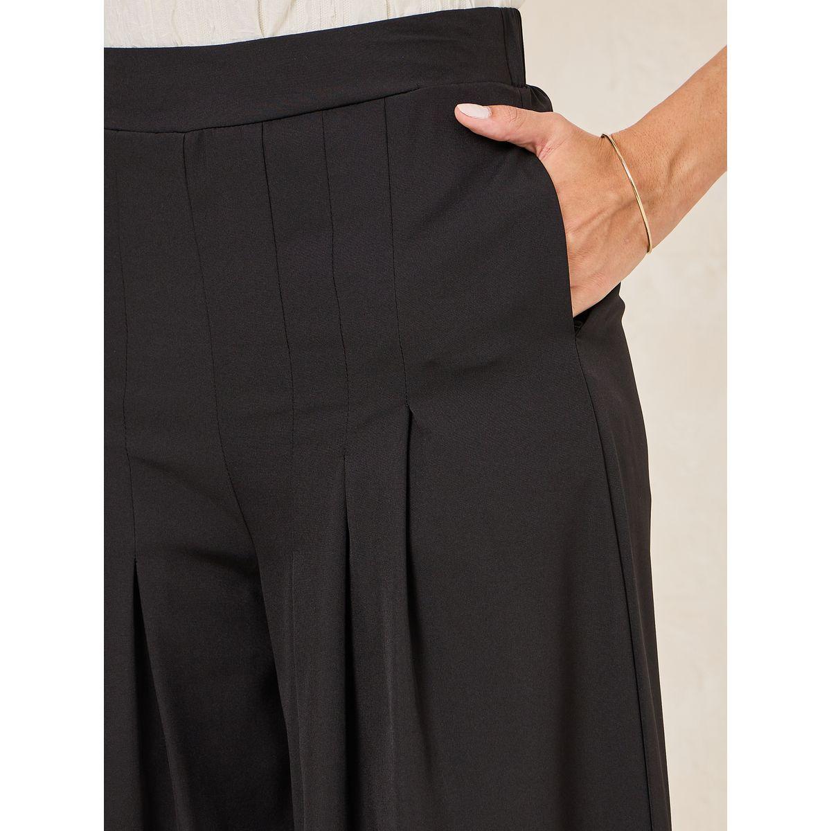 بنطال بقصة ارجل واسعة مع جيوب وكسرات-women-clothing-bottoms-trousers-image-3