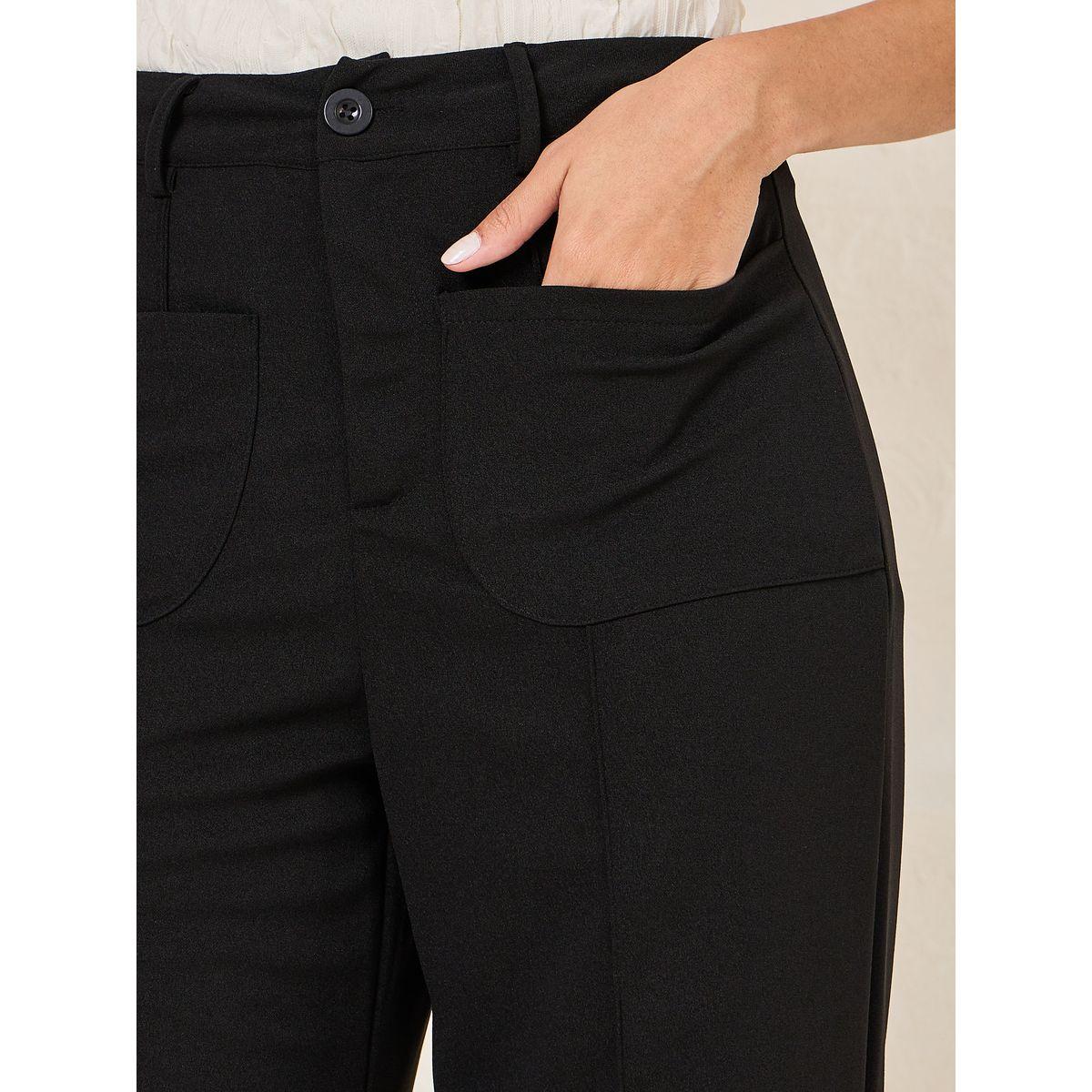 Styli Solid Straight Fit Pants with Patch Pocket-women-clothing-bottoms-trousers-image-3