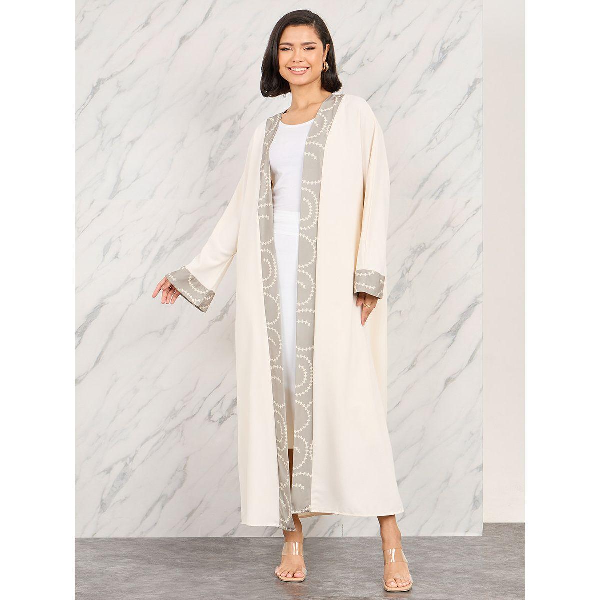 Styli Contrast Printed Border Regular Fit Maxi Kimono-women-clothing-shirtsandblouses-shirts-image-1