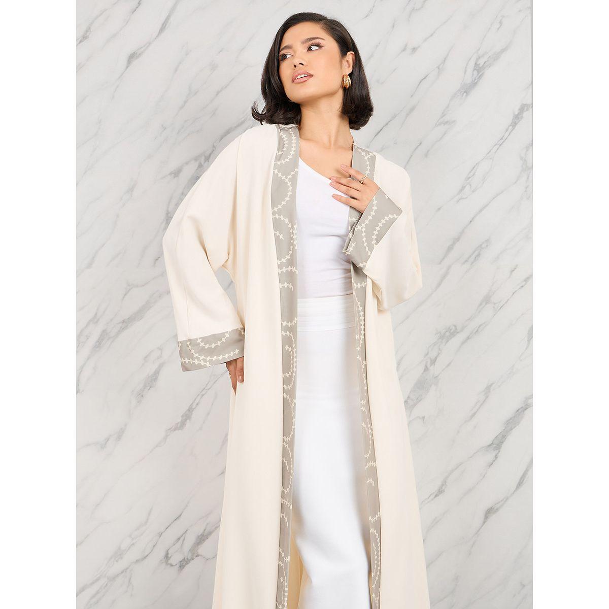 Styli Contrast Printed Border Regular Fit Maxi Kimono-women-clothing-shirtsandblouses-shirts-image-2
