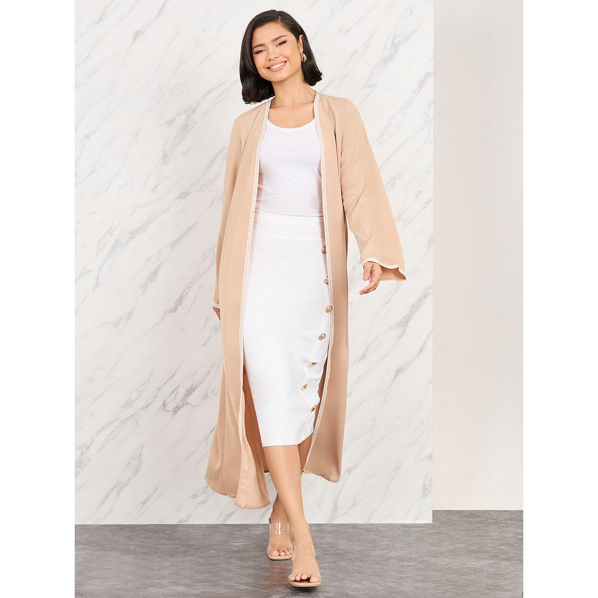 Styli Lace Detail Trim Regular Fit Midi Kimono-women-clothing-shirtsandblouses-shirts-image-1
