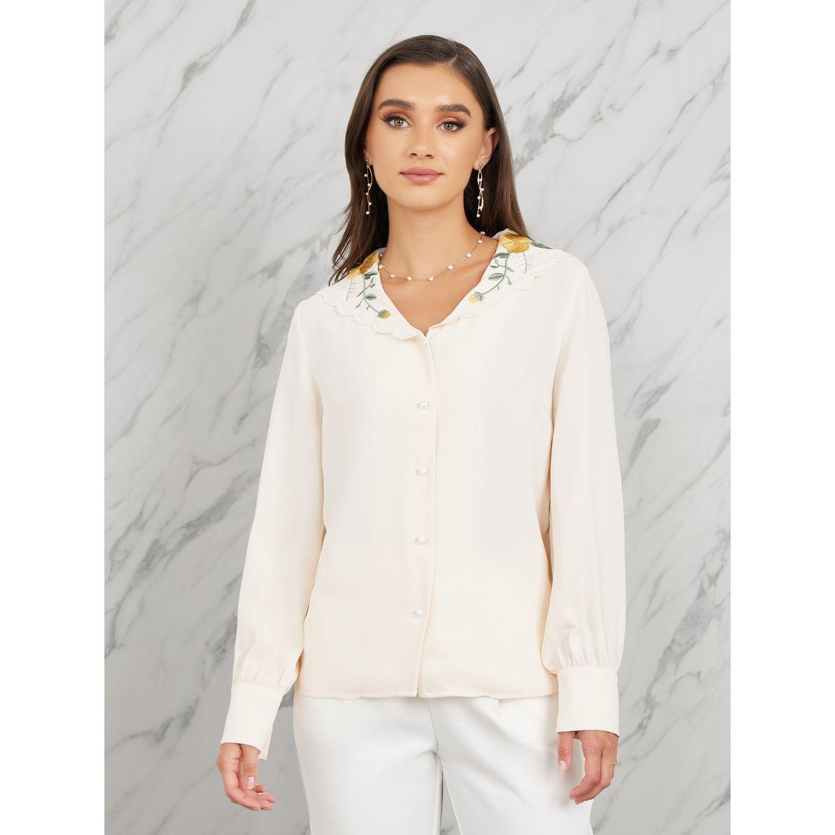بلوزة بقصة مريحة وياقة بيتر بان-women-clothing-shirtsandblouses-shirts-image-2