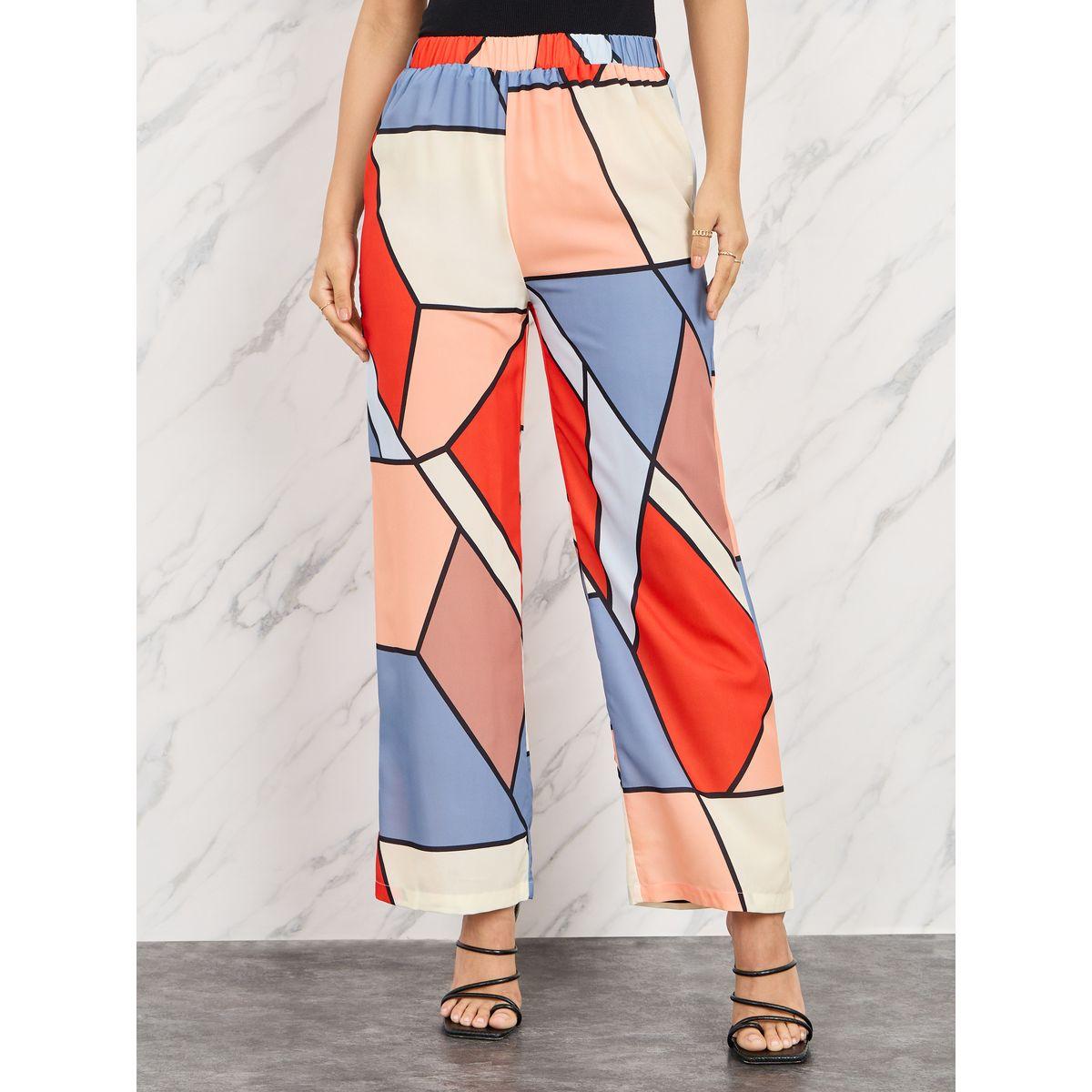 Styli Abstract Print Kimono with Tie Up Belt & Straight Leg Pants Co-Ord-women-clothing-coordsets-image-6