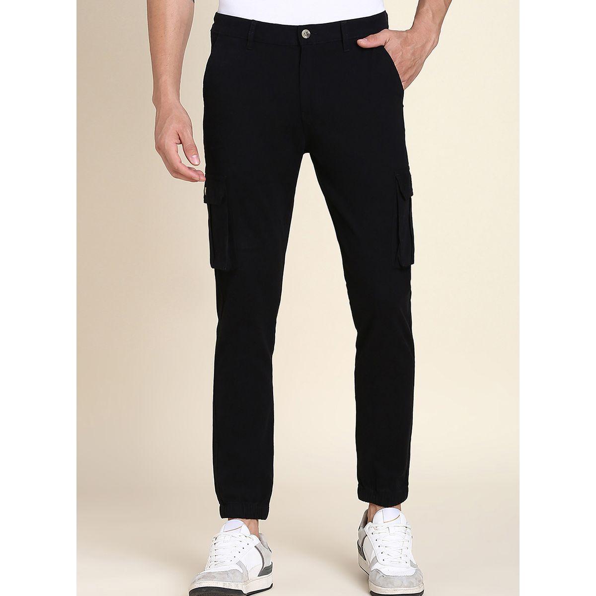 Dennis Lingo Solid Mid Rise Slim Fit Cargo Joggers with Button Closure-men-clothing-bottoms-joggers-image-1