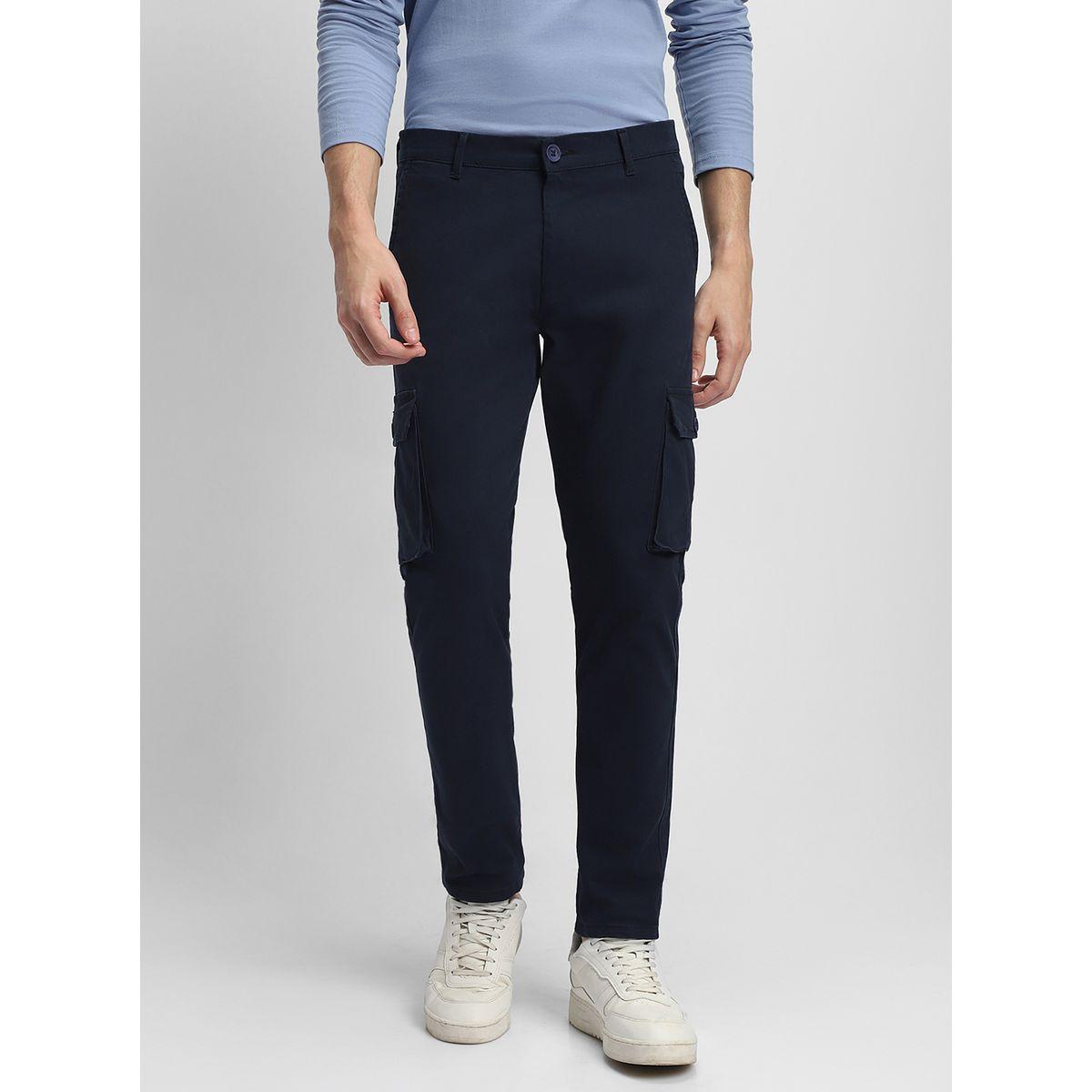بنطال كارجو سادة بقصة سليم فت دينيس لينجو × ستايلي-men-clothing-bottoms-trousersandchinos-trousers-image-1