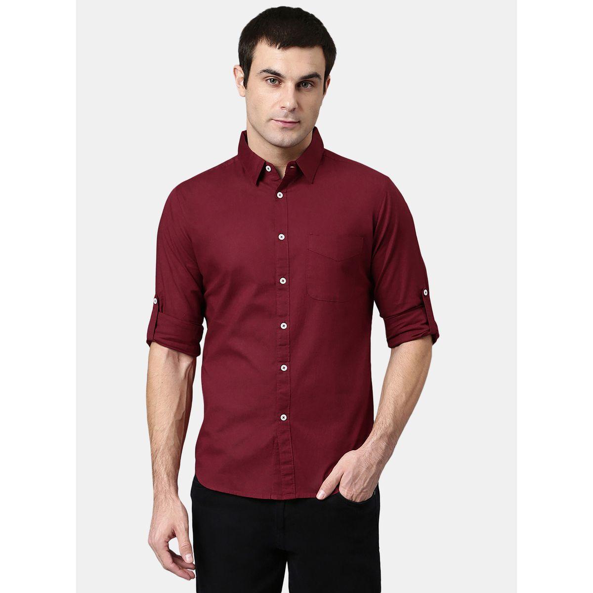 قميص بجيب على الصدر واكمام مطوية-men-clothing-shirts-image-1