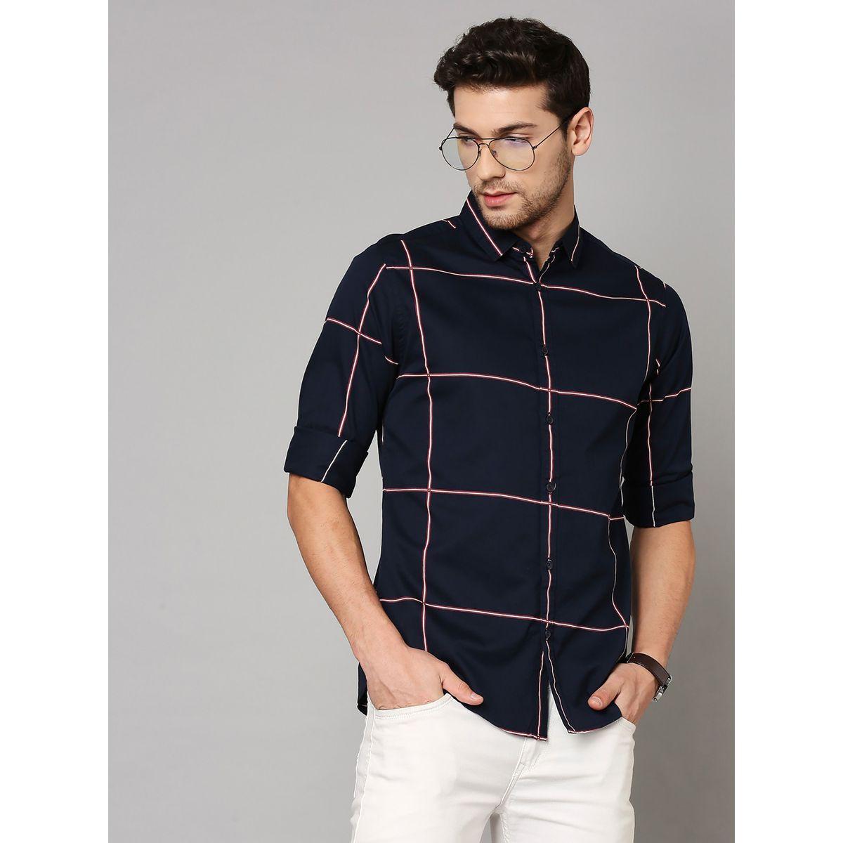 قميص كاروهات بقصة سليم فت-men-clothing-shirts-image-1
