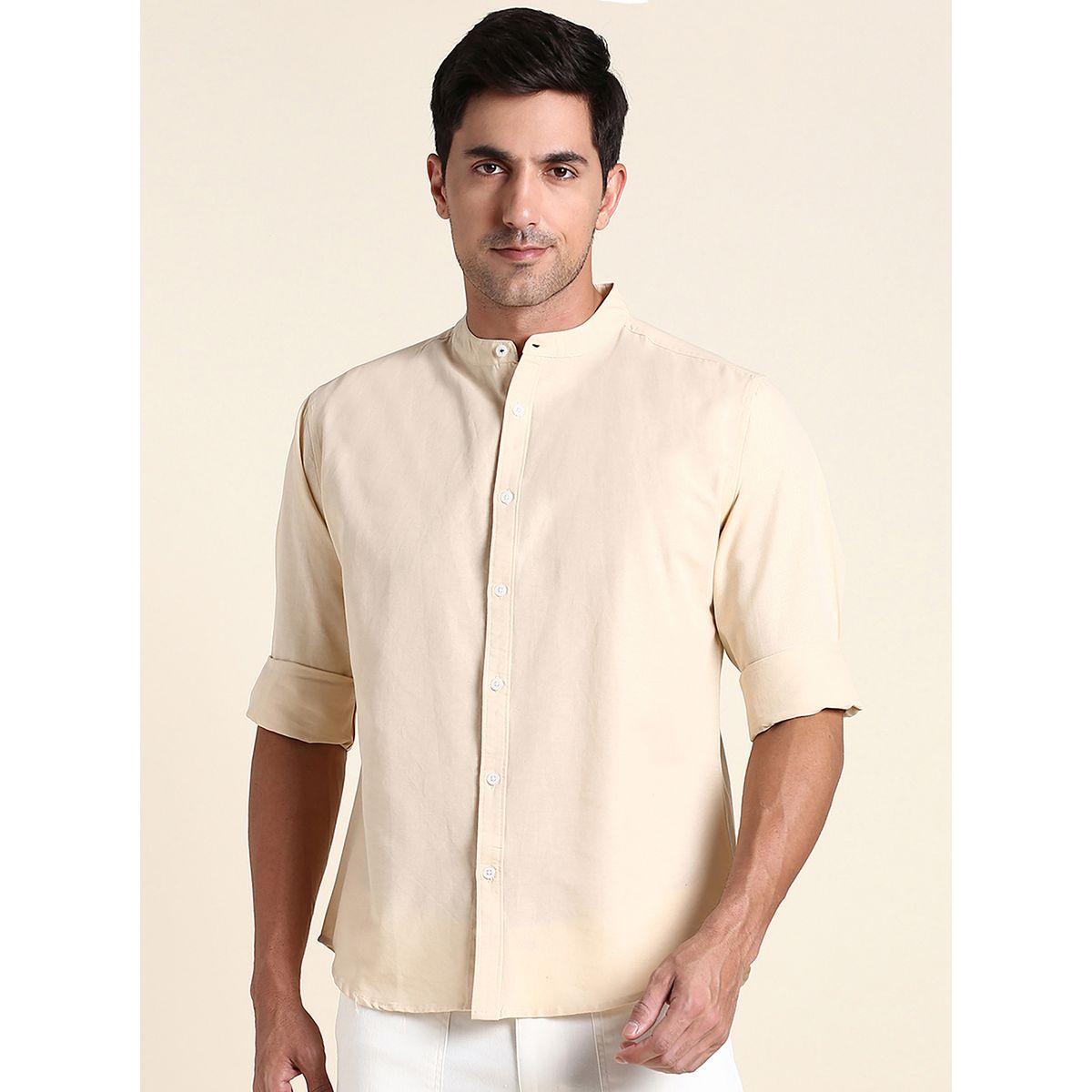 Dennis Lingo Mandarin Collar Slim Fit Shirt with Long Sleeves-men-clothing-shirts-image-1