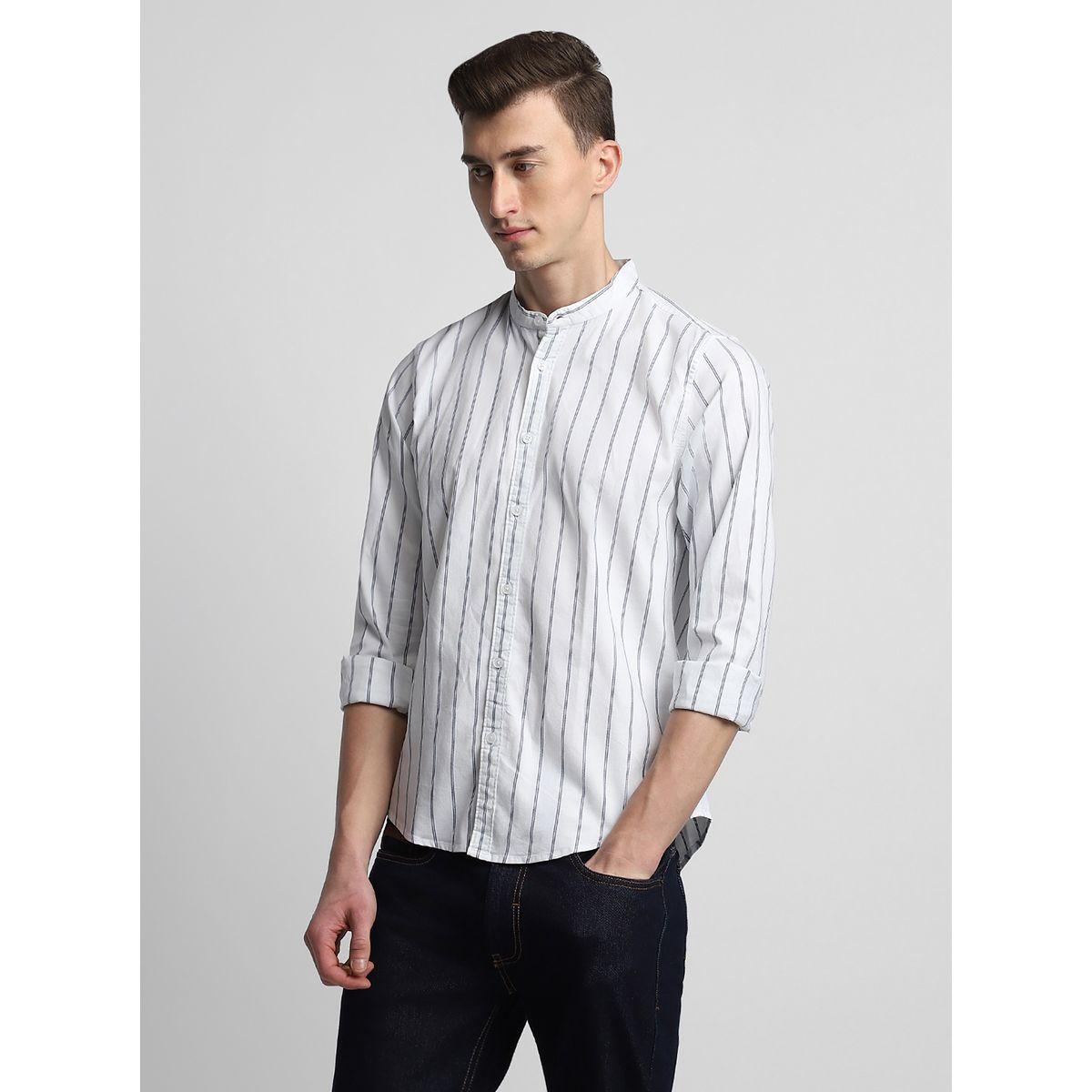Dennis Lingo X Styli  Mandarin Collar Striped Shirt with Long Sleeves-men-clothing-shirts-image-1