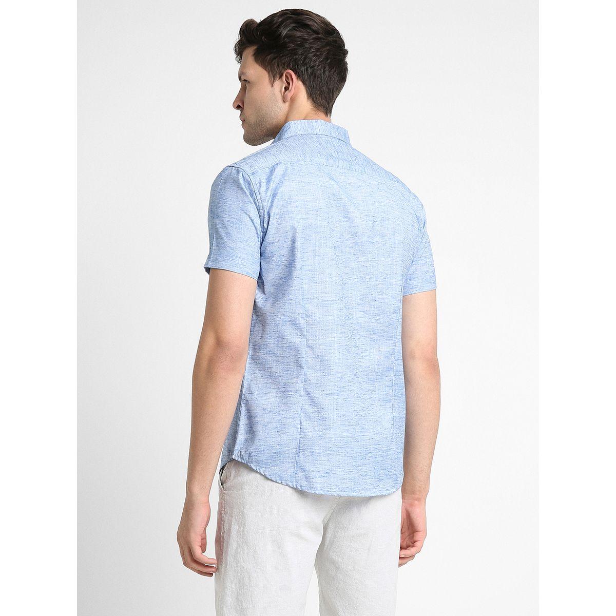Dennis Lingo Textured Slim Fit Shirt with Short Sleeves-men-clothing-shirts-image-2
