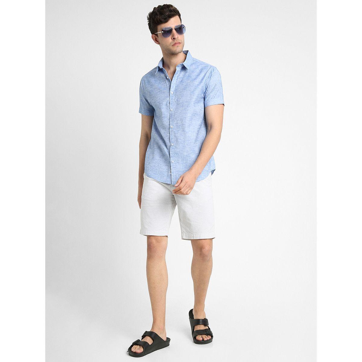 Dennis Lingo Textured Slim Fit Shirt with Short Sleeves-men-clothing-shirts-image-3