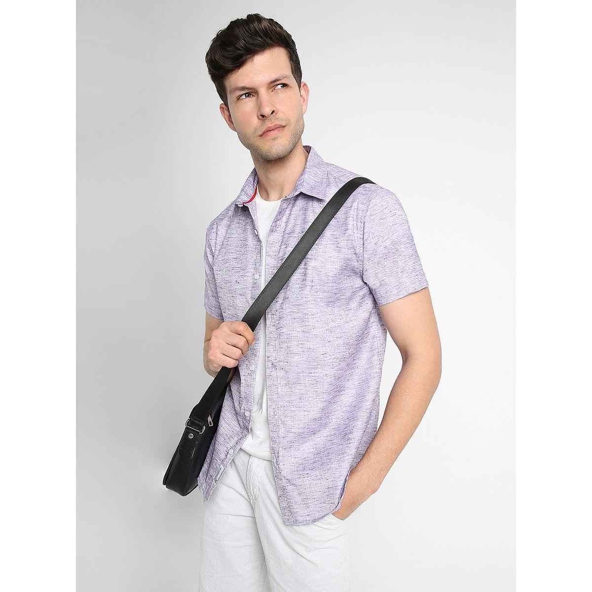 Dennis Lingo Textured Slim Fit Shirt with Short Sleeves-men-clothing-shirts-image-1