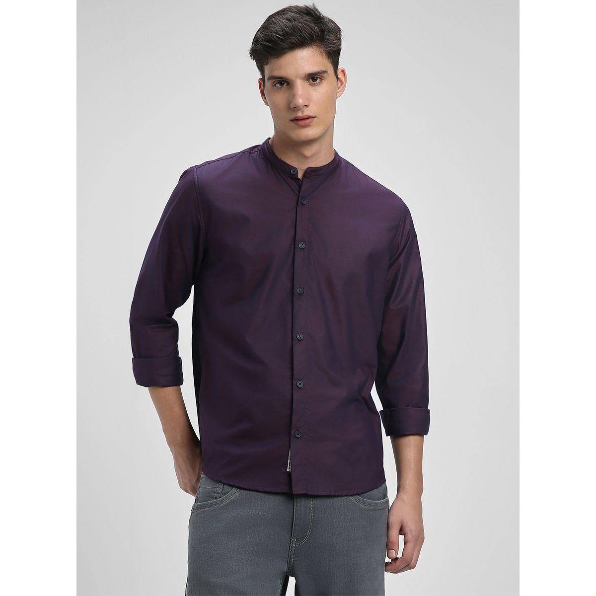 قميص بقصة سليم فت وياقة ماندارين-men-clothing-shirts-image-1