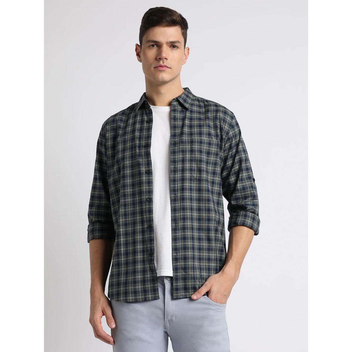 Dennis Lingo Tartan Checked Slim Fit Shirt with Roll Up Sleeves-men-clothing-shirts-image-1