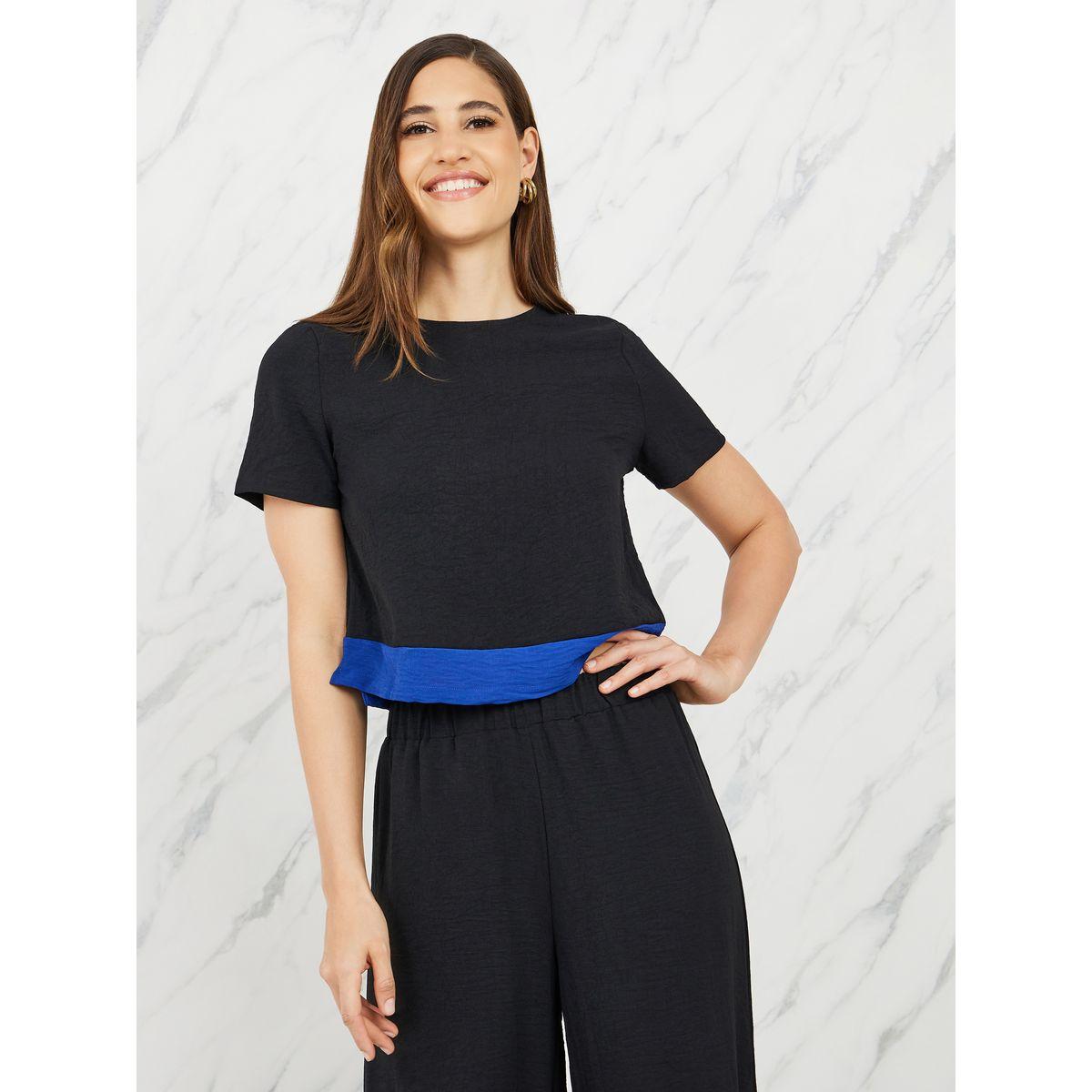 Styli Crepe Contrast Hem Top & Wide Leg Pant Set-women-clothing-coordsets-image-2