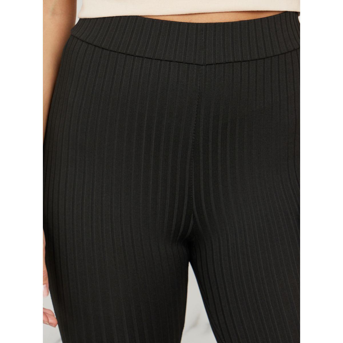 Styli High Rise Ribbed Flared Hem Leggings-women-clothing-bottoms-leggings-image-3
