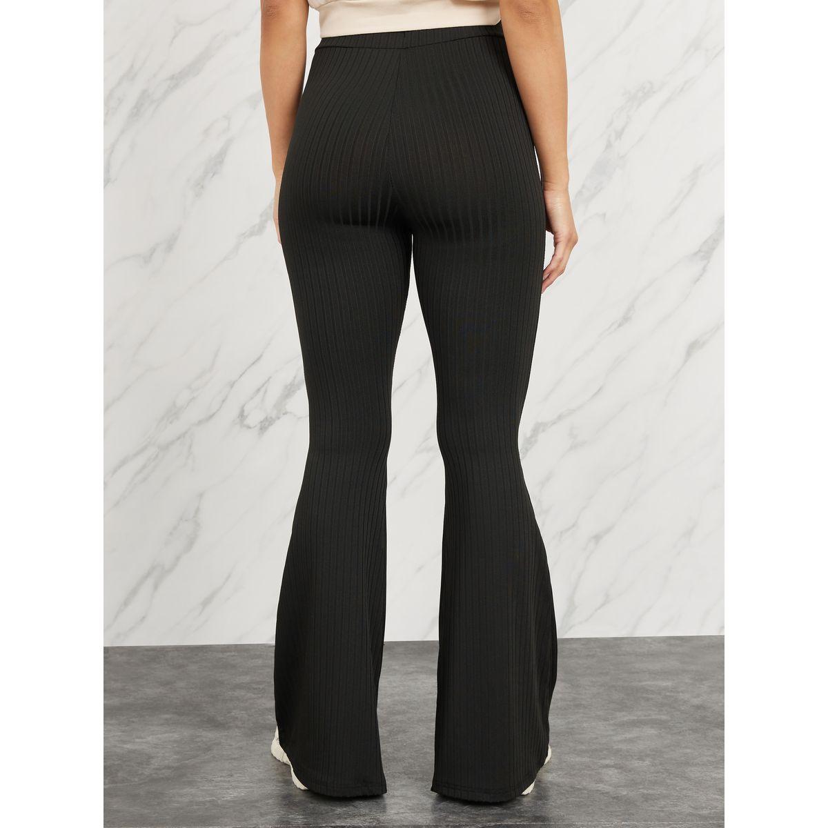 Styli High Rise Ribbed Flared Hem Leggings-women-clothing-bottoms-leggings-image-4