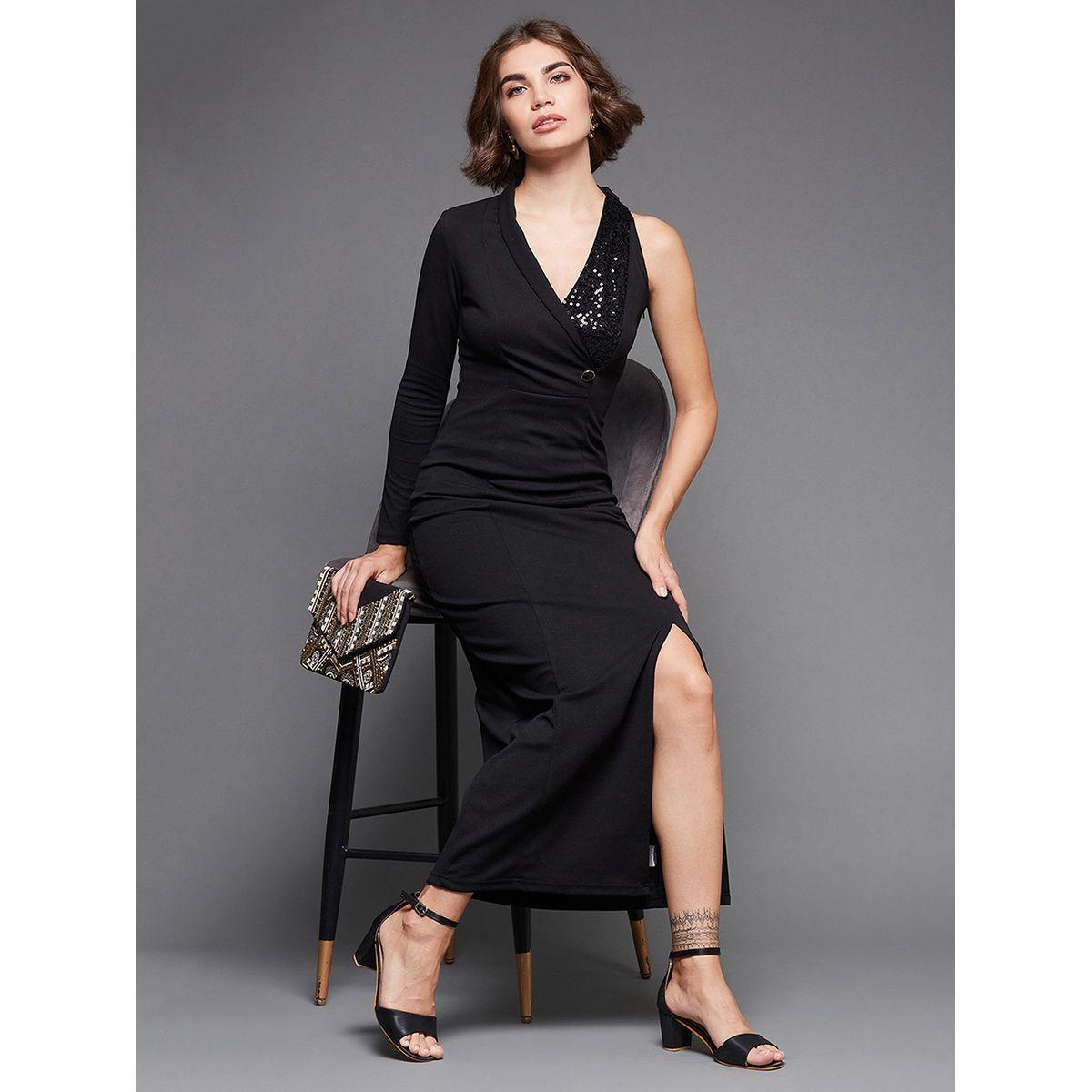 Miss Chase X Styli  Sequin Detail One Sleeves Side Slit Maxi Dress-women-clothing-dresses-image-1