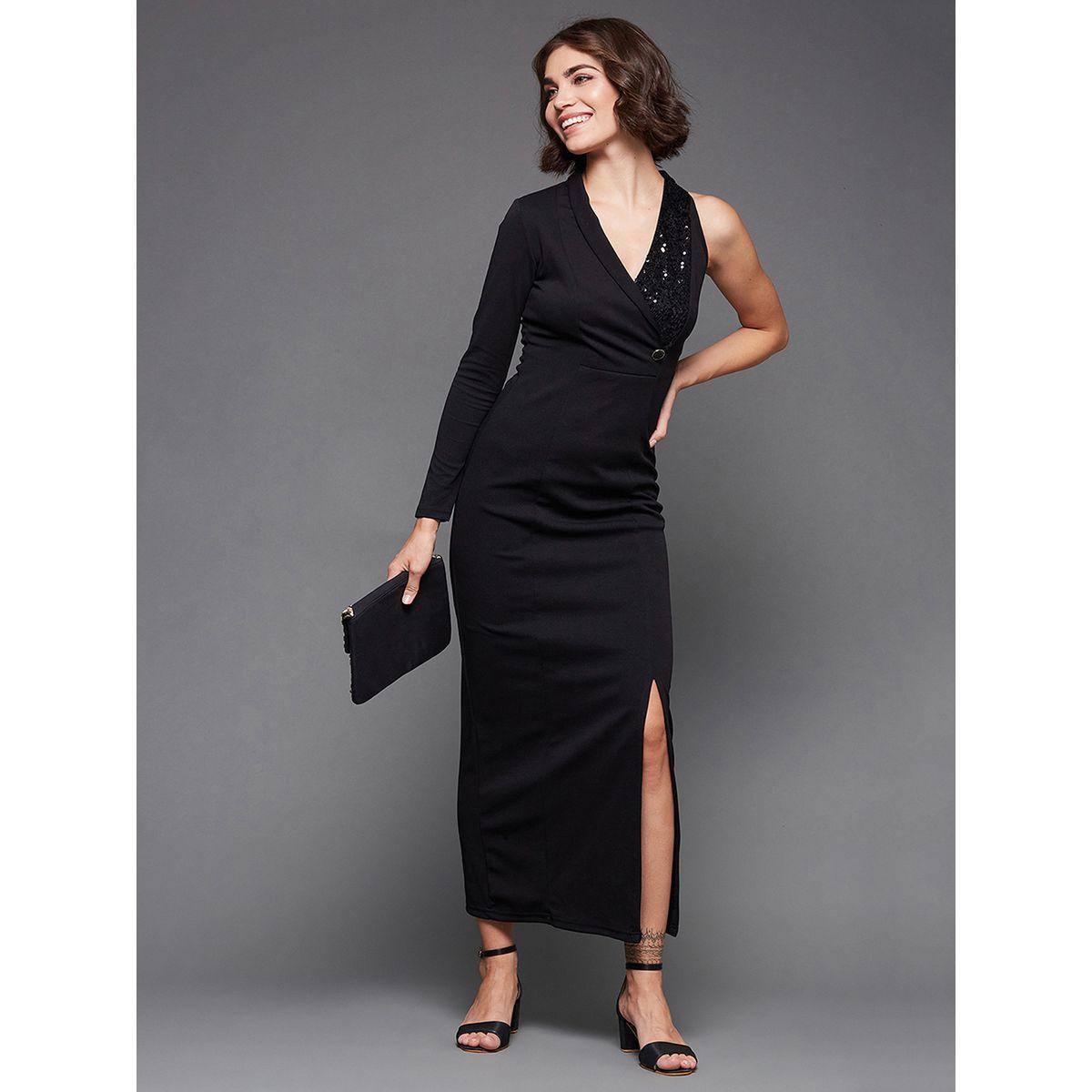 فستان طويل بكتف واحد وشق جانبي مع ترتر ميس تشيس × ستايلي-women-clothing-dresses-image-2
