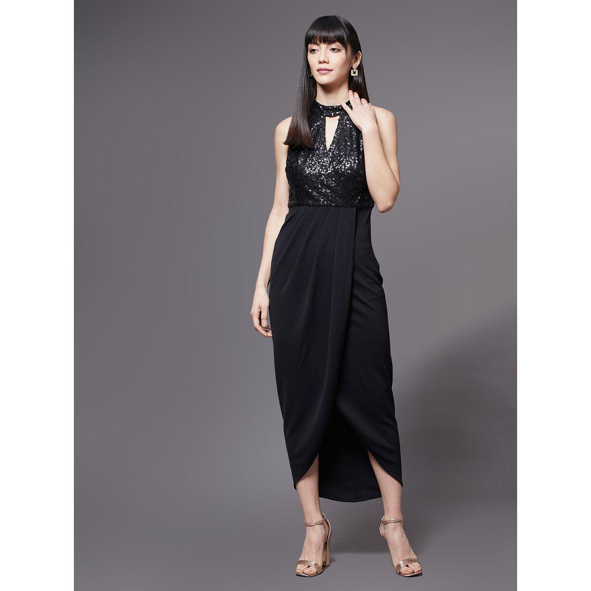 فستان ميدي بياقة هولتر ونمط لف ميس تشيس × ستايلي-women-clothing-dresses-image-1