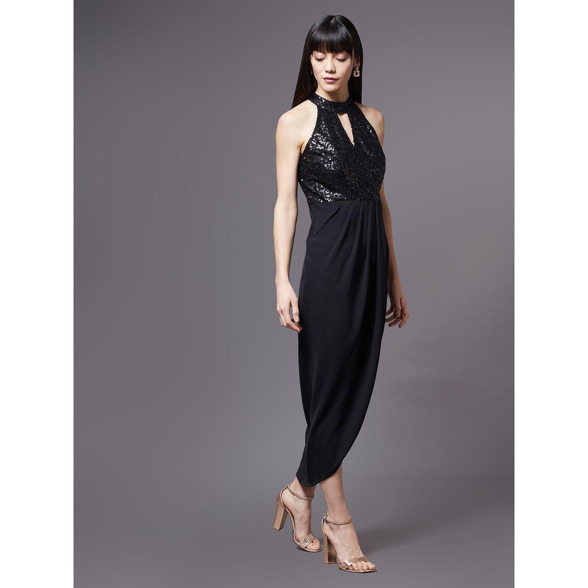 فستان ميدي بياقة هولتر ونمط لف ميس تشيس × ستايلي-women-clothing-dresses-image-2